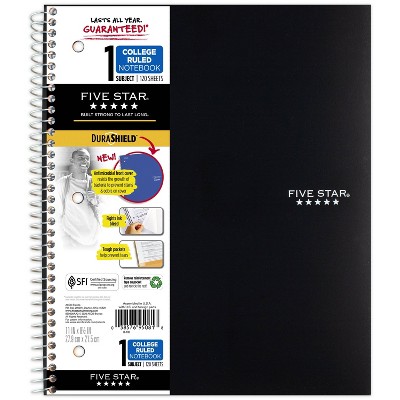 Photo 1 of 12 of the Spiral Notebook 1 Subject College Ruled Anti-Microbial Black - Five Star