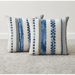 LISM 18x18 Inch Boho Chenille Tufted Pillowcase,Decorative Striped Square Pillow Covers Set of 2 - 1 of 4