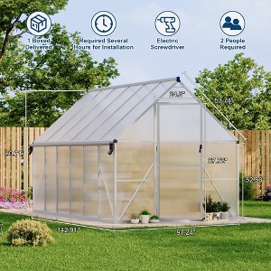 Polycarbonate Greenhouse for Outdoors, Large Walk-InGreenhouse with Quick Setup Structure and Roof Vent, Greenhouse with Ventilation - 1 of 4