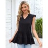 Coolmee Women's Summer Top Casual V Neck Peplum Sleeveless Blouse Ruffled Hem Babydoll Tank Tops - 2 of 4