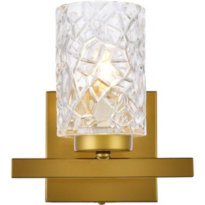 Elegant Lighting Cassie 1 light bath sconce in brass with clear shade - 1 of 4