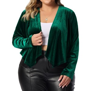 Agnes Orinda Women's Plus Size Velvet Long Sleeve Open Front Lightweight Casual Cardigans - 1 of 4