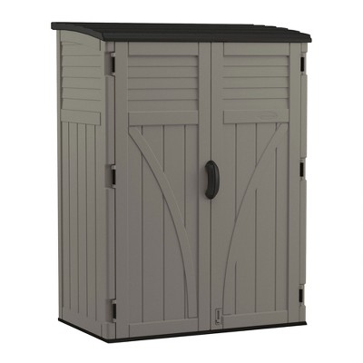 Suncast 54 Cubic Foot Vertical Shed Outdoor Waterproof Resin Storage Cabinet with Doors for Patio, Deck, Garage, Garden, and Tools, Stoney