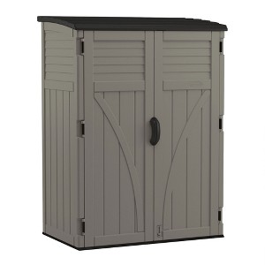 Suncast 54 Cubic Foot Vertical Shed Outdoor Waterproof Resin Storage Cabinet with Doors for Patio, Deck, Garage, Garden, and Tools, Stoney - 1 of 4
