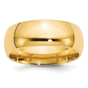 Black Bow Jewelry 7mm or 8mm 14K Yellow Gold Domed Comfort Fit Band - 1 of 4