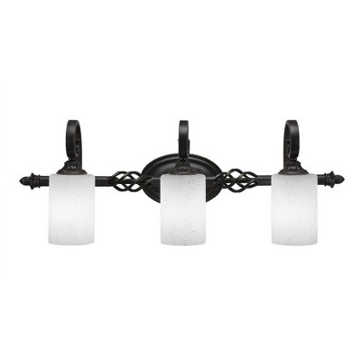 Toltec Lighting Elegante 3 - Light Vanity in  Dark Granite with 4" White Muslin Shade