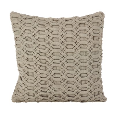  20"x20" Smocked Down Filled Throw Pillow Taupe - Saro Lifestyle 