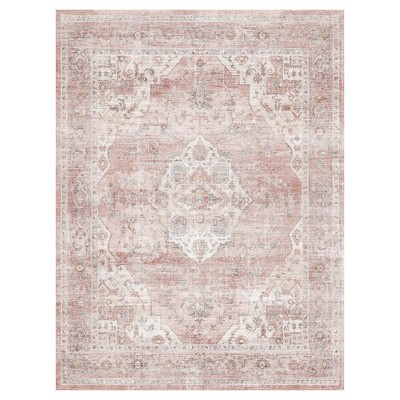 MontVoo Non-Slip Machine Washable Medallion Area Rug Pink