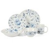 Martha Stewart Empress Bouquet 30-Piece Decorated Porcelain Dinnerware Plates and Bowls Set - Blue Floral - 4 of 4