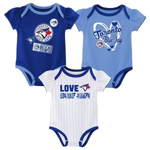 MLB Toronto Blue Jays Infant Girls' 3pk White Bodysuit - 1 of 4