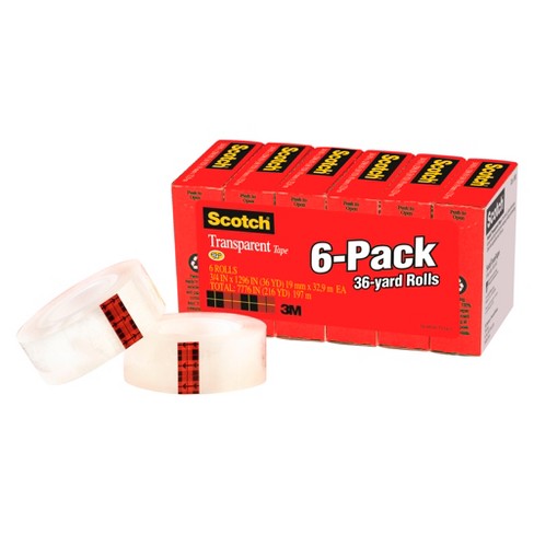 Pack-n-Tape  3M 600 Scotch Premium Transparent Film Tape Clear, 1 in x 72  yd, 36 per case Bulk - Pack-n-Tape