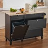 VEVOR Kitchen Island Cart, 50" Wood Top Breakfast Bar with Trash Cabinet Tilt Out 10 Gallon Storage, Farmhouse Dining Living Room Table - 2 of 4
