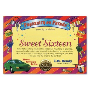 Beistle Sweet Sixteen Certificate, 5" x 7", (6/Pkg) Multicolored - 1 of 1