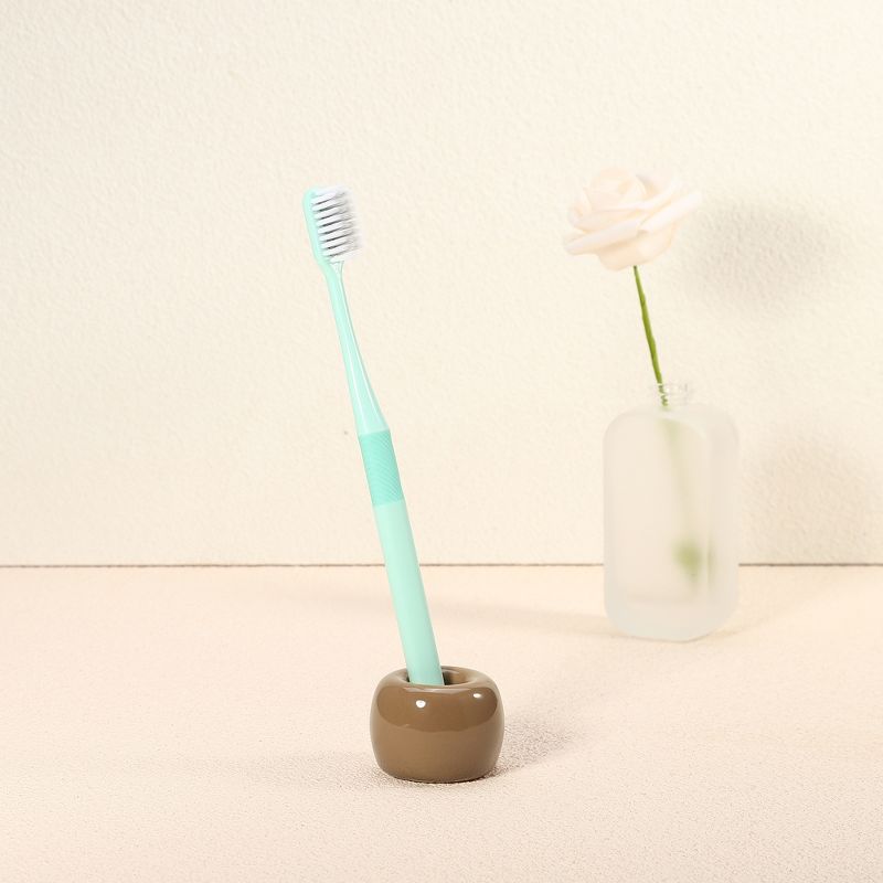Unique Bargains Bathroom Round Mini Ceramic Toothbrush Holder 1.65"x1.18", 4 of 7