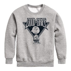 Boys' - Peanuts - Good Grief Rock Graphic Long Sleeve Fleece Sweatshirt - 1 of 4