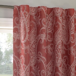 40"x63" Sun Zero Pedra Paisley Embroidery 100% Blackout Back Tab Curtain Panel Rustic Red - 1 of 4