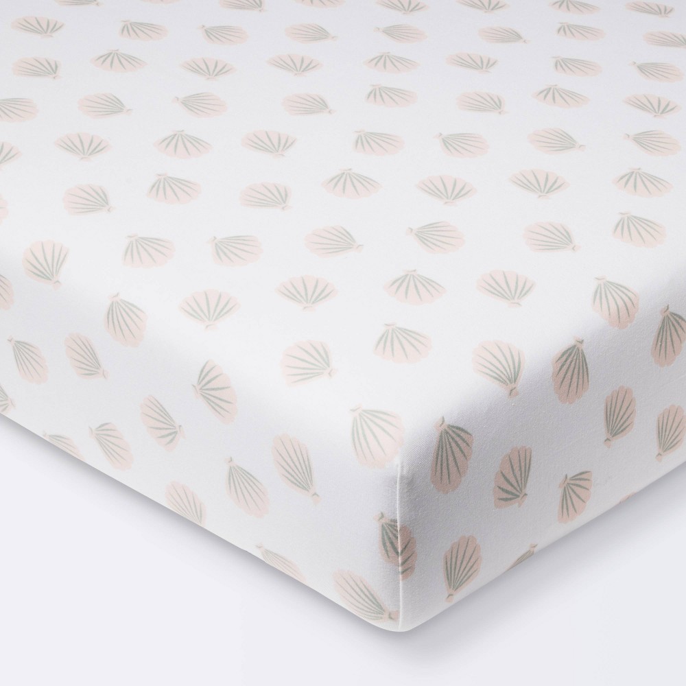 Polyester Rayon Jersey Fitted Crib Sheet - Cloud Island Seashells