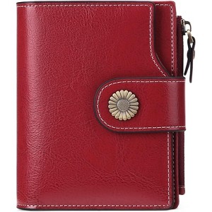 BEAFUP Wallet for Women - RFID Blocking Bifold Leather Wallet with 16 Card Slots & Zipper Pocket,Easy-to-Use - 1 of 4