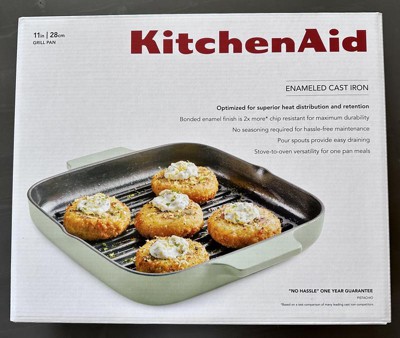 KitchenAid Enameled Cast Iron, 11 Square Grill Roasting Pan - Pistachio
