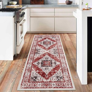 Fulvari Area Rug Vintage Washable Indoor Medallion Rug Low Pile Distressed Floor Carpet Accent Rug for Living Room Bedroom - 1 of 4