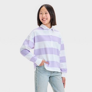 Girls' Long Sleeve Rugby Stripe Shirt - art class™ - 1 of 3