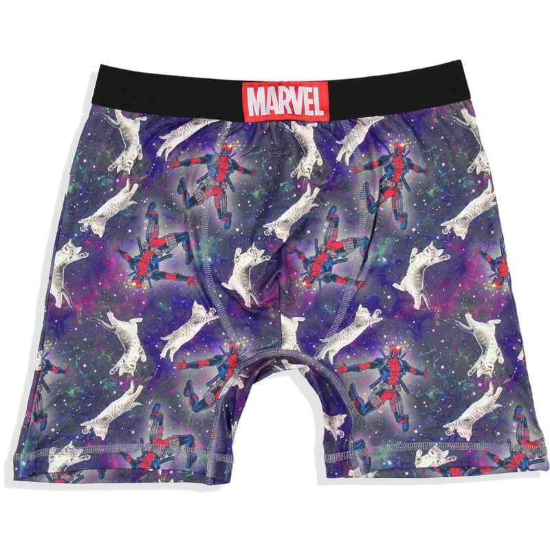 Marvel Mens' 2 Pack Deadpool Cat Symbol Boxers Underwear Boxer Briefs Black, 2 of 5