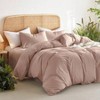 Cotton Duvet Cover Set, Queen, Dusty Rose Pink, 100 Washed Cotton, Breathable Percale, Farmhouse Bedding, 3 Pieces - 3 of 4