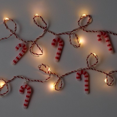 30ct LED Candy Cane Dew Drop Battery Operated String Lights Warm White with Silver Wire - Wondershop™