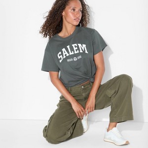 Women's Salem Boyfriend Short Sleeve Graphic T-Shirt - Gray - 1 of 3