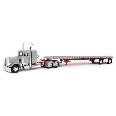 1/64 DCP SILVER/RED WILSON ROADBRUTE QUAD AXLE FLATBED TRAILER - 3