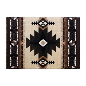 Emma and Oliver Olefin Accent Rug with Complementary Southwestern Pattern and Jute Backing - 1 of 4