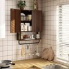 Fluted Bathroom Wall Cabinet with 2 Doors 3 - Tier Modern Farmhouse Over Toilet Storage Cabinet Adjustable Shelf - 2 of 4