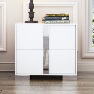 NicBex 2-Drawer Nightstand with Metal Handles, Modern Bedroom Storage Cabinet, Bedroom End Table, Dresser for Bedroom