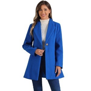 INSPIRE CHIC Women's Turn Down Collar Buttoned Business Casual Mid-Long Winter Coat - 1 of 4