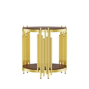 Dolonm Stainless Steel Round Glass End Table，Side Table - 1 of 4