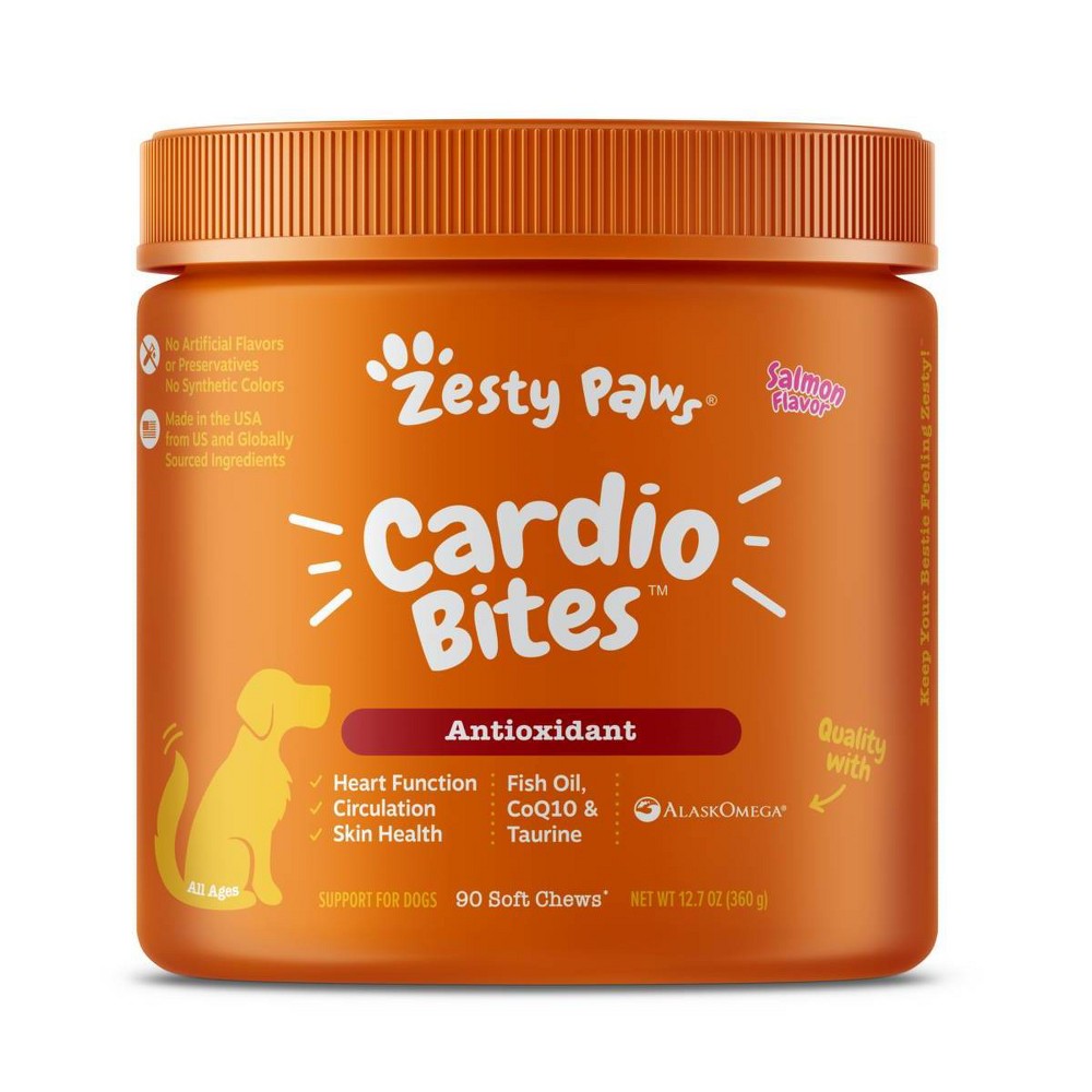 Photos - Dog Medicines & Vitamins Zesty Paws Cardio Supplement Bites - Salmon - 90ct 