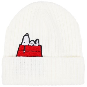 Peanuts Women's Snoopy Red Dog House Winter Cuff Knit Beanie Hat and Scarf Set - 1 of 4