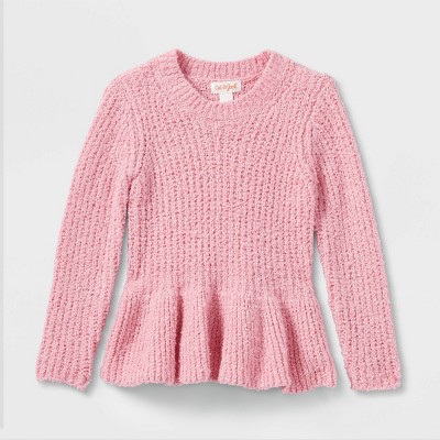 Toddler Girls' Solid Peplum Sweater - Cat & Jack™ Pink