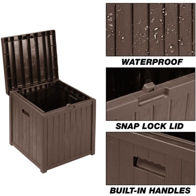 Brown Weatherproof Resin Lockable Outdoor Deck Storage Box