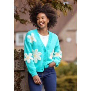 Joe Browns V-Neck Daisy Cardigan - S, Aqua Daisies : Target
