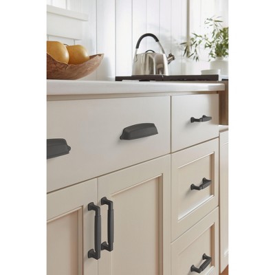 Matte Black 3-3/4" Zinc Cabinet Drawer Pull