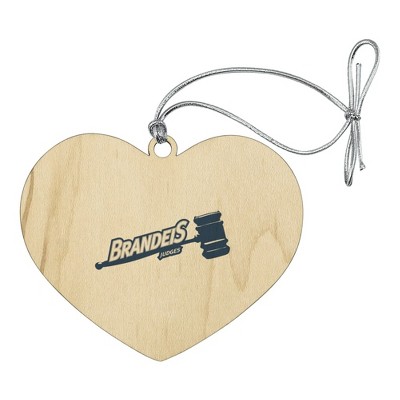 Brandeis University Secondary Logo Heart Love Wood Christmas Tree Holiday Ornament