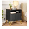 Modern Black Nightstands Set of 2 with Charging Station - Compact Bedside Tables for Living Room or Bedroom - 2 of 4