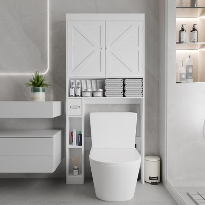 COMHOMA 72"Tall Over-The-Toilet Storage Cabinet 2 Door Bathroom Organizer Space Saving Toilet Rack for Bathroom Laundry Room