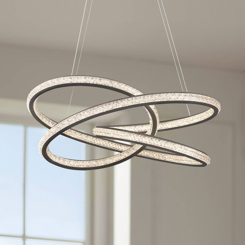 Possini Euro Design London Sand Gray Ceiling Pendant Light 21" Wide Ultra Modern Sprial Dimmable LED Strip Steel Dining Room House Foyer Kitchen, 3 of 10