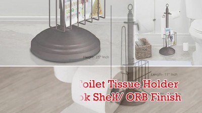 Oil Rubbed Bronze Freestanding Toilet Paper Holder with Storage