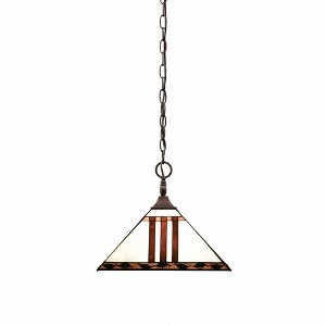 Toltec Lighting Any 1 - Light Pendant in  Bronze with 14" Purple & Metal Leaf Art Glass Shade - 1 of 1