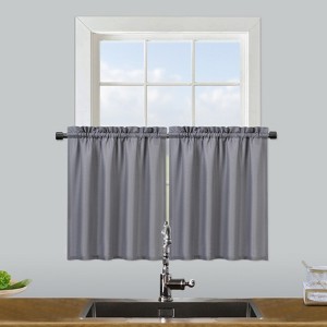 Waffle Weave Waterproof Small Curtain - Decorative Window Cover. Water-Resistant, Easy to Clean & Ideal for Kitchen, Bathroom, RV or Small Spaces - 1 of 4