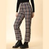 Allegra K Women's Plaid Tartan High Waisted Button Casual Pants - 4 of 4