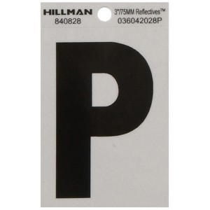 Hillman 3 in. Reflective Black Vinyl Self-Adhesive Letter P 1 pc (Case of 6) - 1 of 1